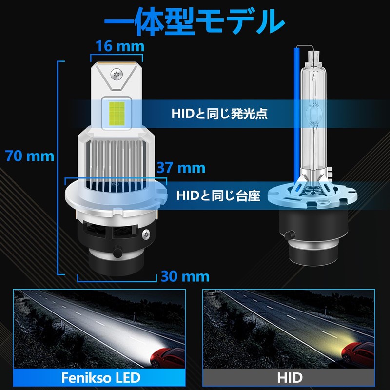 Fenikso D2S LED Headlights, Super Bright, White, 6500K, D2R LED,