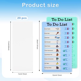 2 Pcs Chore Chart For Kids Reusable Sliding Chore Chart Reusable to Do List Memo Checklist Board with 20 Blank Cardstocks for Efficient Task Management and Planning (Blue+Green)