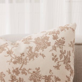 YZJZEDS 100% Cotton French Pastoral Throw Pillow Covers Set of 2, 18x18 Inch Double Sided/Brown, Farmhouse Decorative Cushion Covers for Sofa Bed Living Room Home Decor