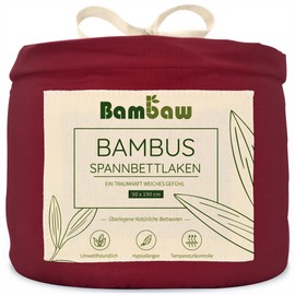 Bed Sheet Burgundy Red | Bed Sheet 90 x 190 cm | Bamboo Fibres | Cooling Fitted Sheet | Hypoallergenic Bed Linen | Soft Sheet Bambaw