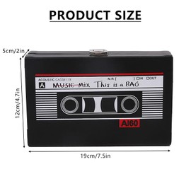 Jilskl Unique Shoulder Bag for Women, Chain Bag Radio Handbag, Vintage Radio Shaped Bag, Suitable for 80's 90's Disco Party Decorations, Black - 19 x 5 x 12 cm, black