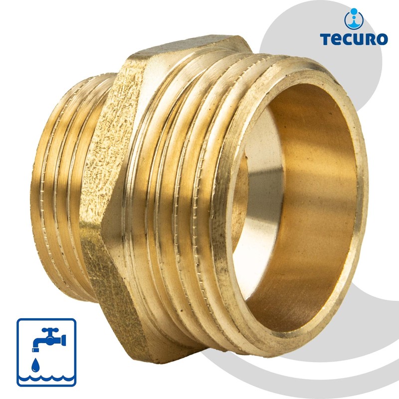 Messing Doppelnippel Reduziert 1" x 3/4"