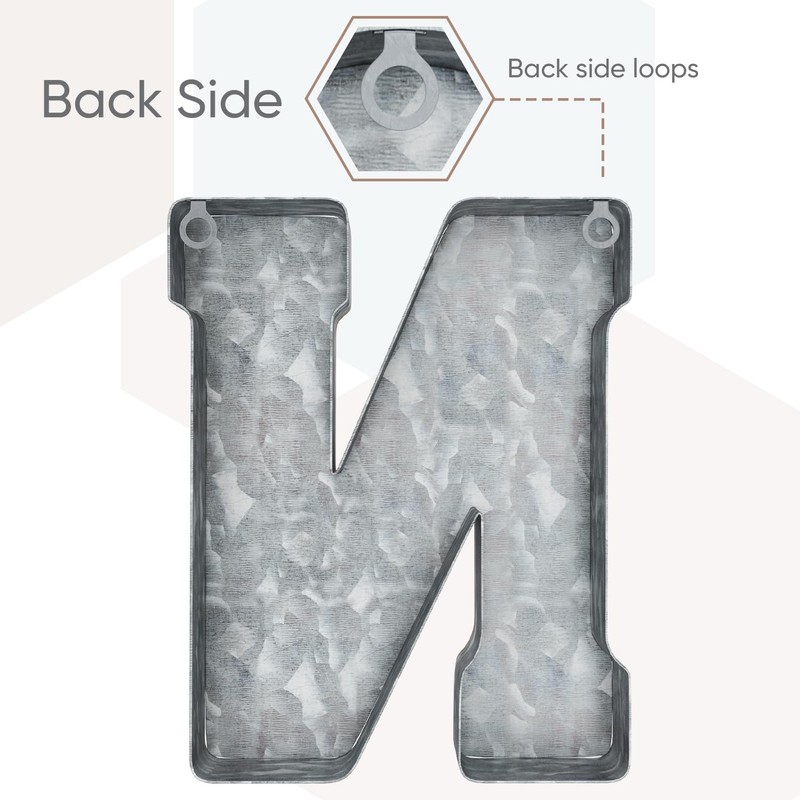 CraftyCrocodile 7" Galvanized Metal Letters for Wall Decor - 3D