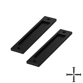 2 Pack Barn Door Handles, 6 Inch Flush Door Pull, Recessed Door Handles, Sliding Closet Door Finger Pull, Rectangular Flat Plate for Pocket Door Drawer Cabinet Cupboard (Matte Black)