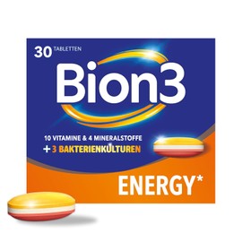 Bion3 Energy(1) Multivitamin Tablets to Reduce Fatigue (1) with Vitamin C & Magnesium, Vitamin B12, B1, B2, Niacin, Pantothenic Acid, B6, Biotin, D, Bacterial Cultures & Ginseng, Pack of 30