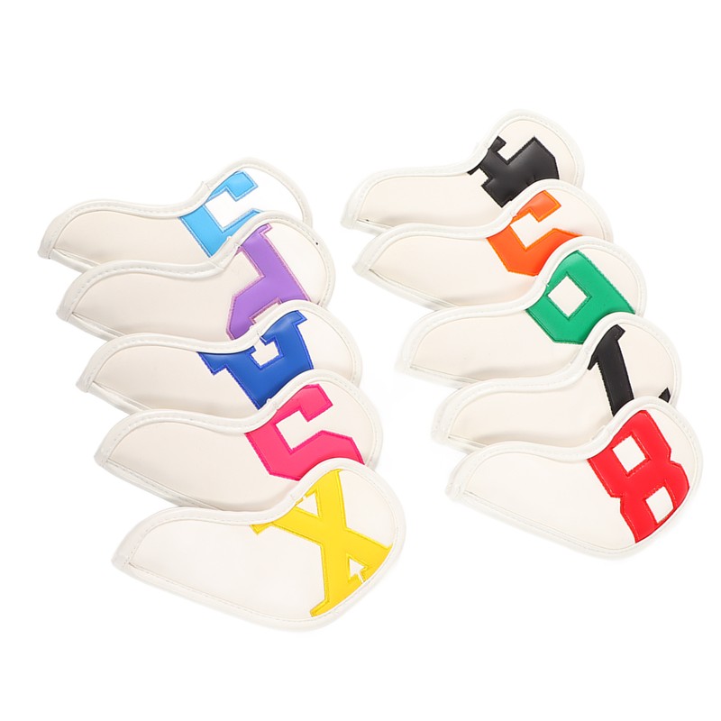10pcs set PU Waterproof Golf Club Iron Cover Fine Sewing