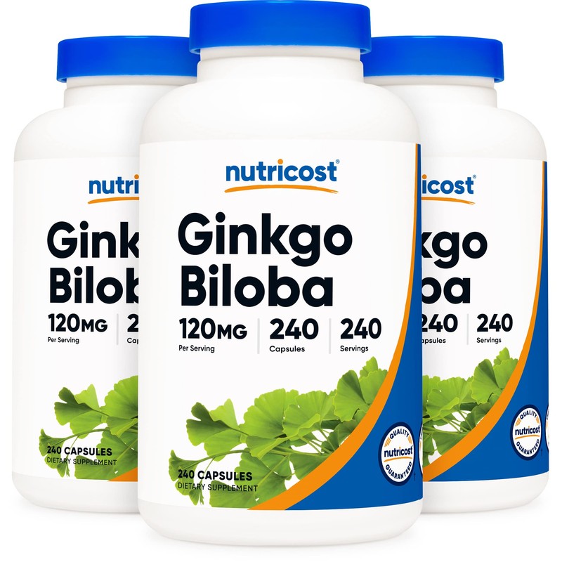 Nutricost Ginkgo Biloba 120mg; 240 Capsules (3 Bottles)