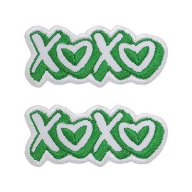 PITAI 2 Pcs XOXO Iron On Patches Embriodered Patch Badge Iron On Sew On Clothes Decorative T-Shirt Jean Repair Applique Emblem (Green)