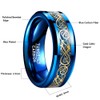 VAKKI Gold Celtic Dragon Ring Mens Blue Tungsten Carbide Anniversary