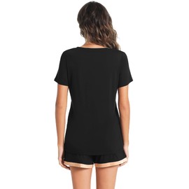 WiWi Soft Pajamas for Women Top and Shorts Pjs Pajama Set Plus Size Sleepwear Pockets-Viscose from Bamboo S-3X, Black, XX-Large
