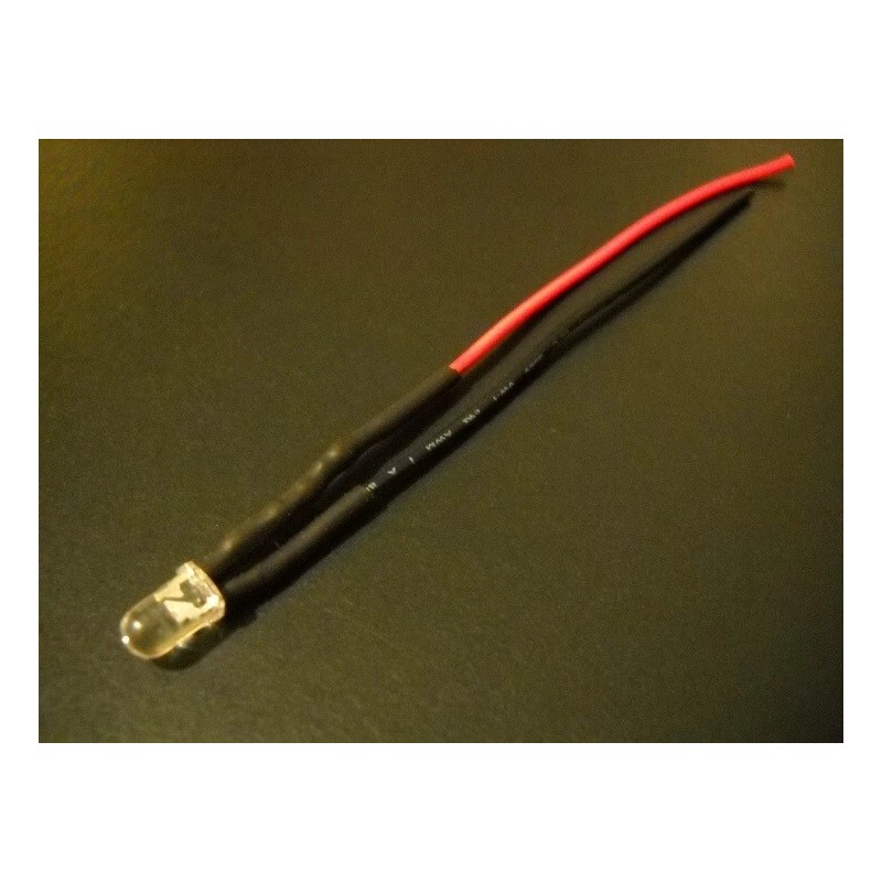 USA-LEDs 1pcs Pre-Wired 5mm WHITE LED! 3VDC! Super Bright! Made