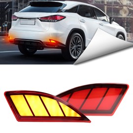BINQIGOO 2Pc Full LED Rear Bumper Reflector Lights Kit for Lexus RX350 Base/F Sport 2020-2022,for RX350 L Base, Tail Lamp Brake Fog Lamps Daytime Running Light Turn Signal Lamp Accessories (Red)