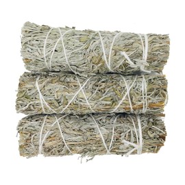 White Sage Bundle Organi White Sage Cluster White Sage Cluster with White Shrine Leaves Branches California White Sage Bundles Sticks for Incense Yoga Meditation Purification (3 x Bundles Blue Sage)