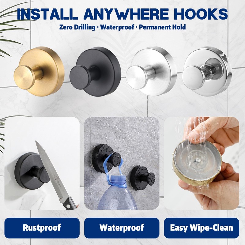ALLVANA Removable & Reusable Suction Cup Hooks for Shower, Heavy