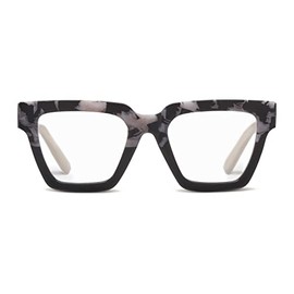 Peepers by PeeperSpecs Oprah's Favorite Women's Take a Bow Square Blue Light Blocking Reading Glasses - Black Marble/Black +2.50