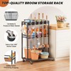 Broom Holder with Cleaning Supplies Organizer, Broom Closet Storage Cabinet
