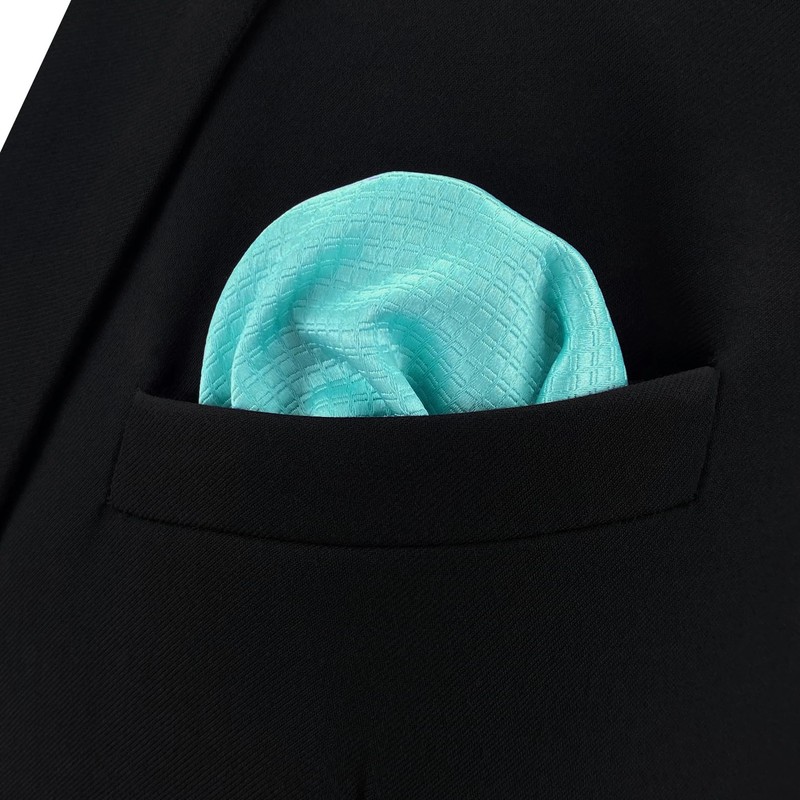 SHLAX&WING Solid Aqua Indigo Silk Fahion Necktie, 12.6 x 12.6