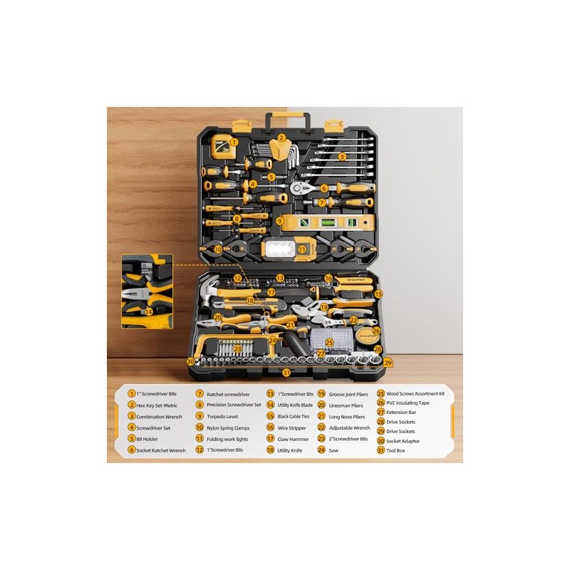GRENPRO 239PCS Tool Set Tool Kit For Home, Basic Household