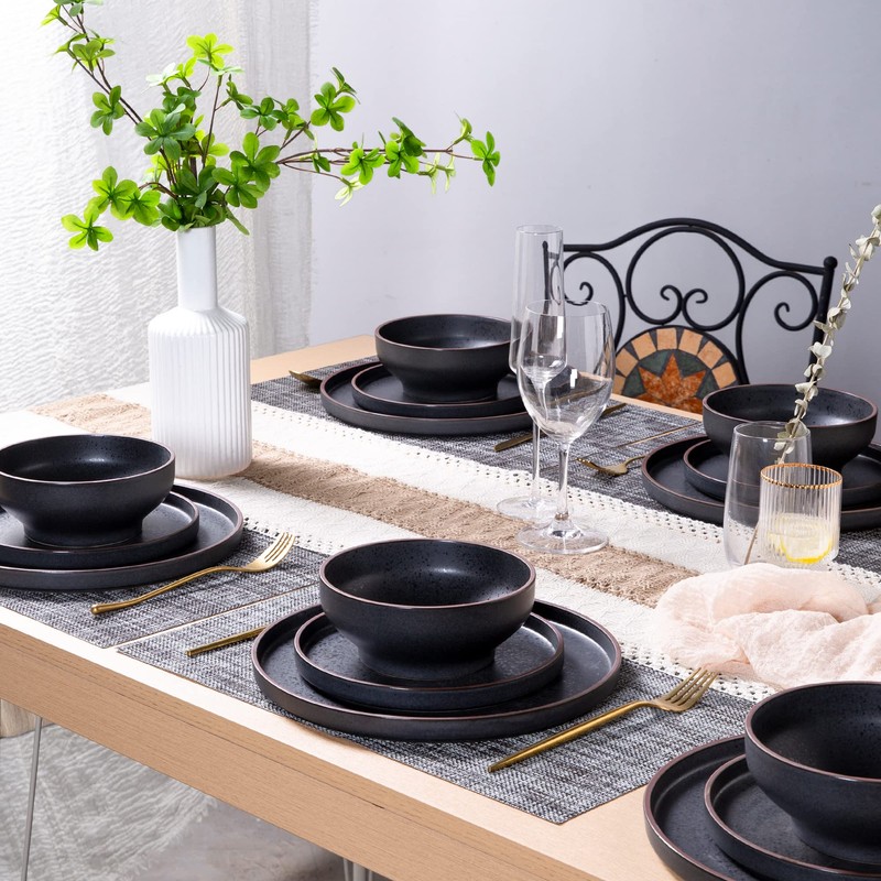 LERATIO Dinner Plates,Ceramic Dinner Plates Set of 6,10.75 inch Large
