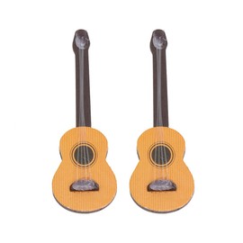 Healifty Base Guitar 2PCS Wooden Miniature Guitar Dollhouse Mini Musical Instrument Photo Props Doll House Model Home Decoration