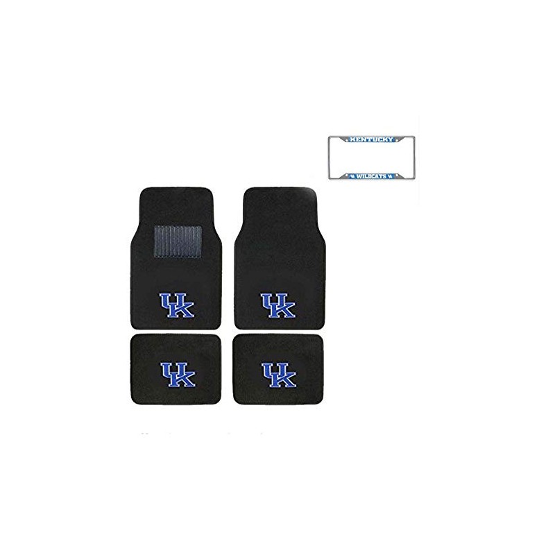 Kentucky WildCats 4 Pc Carpet Floor Mats And Chrome Metal