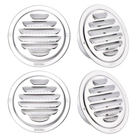 PATIKIL 304 Stainless Steel Air Vents, 4 Inch, 4pcs Round Louver Grille Vent Cover, Screen Mesh Soffit Air Outlet for Wall Ceiling Floor Ventilation
