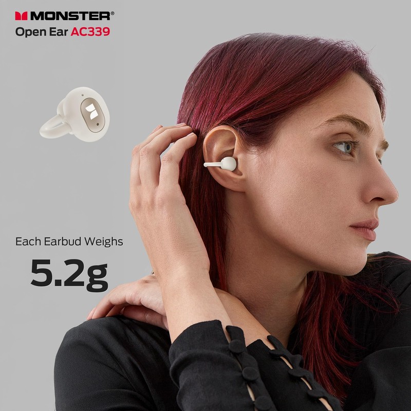 Monster Open Ear AC339 Earbuds, Bluetooth 6.0 Earphones Stereo Sound,