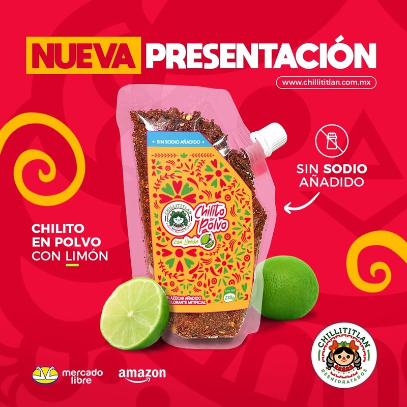 CHILLITITLAN Chilito en Polvo sin Sodio Añadido, 210g