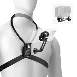 Neewer Magnetic Neck Holder for Action, Hands Free Neck Mount with Chest Strap Compatible with GoPro DJI Insta360, Neck Holder for POV Vlog Video Recording, GP26