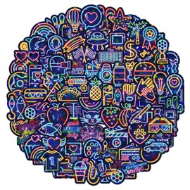 Pack of 100 Neon Sayings Stickers Children, Positive Affirmations Inspirational Quotes, Waterproof Stickers for Girls Boys Suitcase Skateboard Laptop Fridge Bicycles DIY Toys