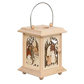 Drechslerei Kuhnert Table Lantern / Tea Light Holder – Design: Gnome Made of Precious Wood – Dimensions: 11.5 x 11.5 x 17 cm – Made in Germany
