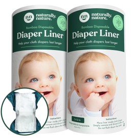 Naturally Nature Disposable Cloth Diaper Liners, Unscented, Fragrance-Free, Chlorine Free Diaper Inserts - 200 Count - (2 Rolls, 100 Sheets per Roll)
