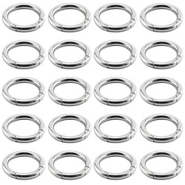 NJCXOLA Pack of 20 Round Carabiner Hooks O-Ring Zinc Alloy Carabiner Spring Split Rings Key Ring Small for Crafts, Bag Accessories, Inner Diameter 13 mm x Outer Diameter 20 mm