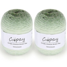 Coopay Farbverlauf Wolle zum Häkeln, 2 x 180g Flauschige Bunt Wolle zum Stricken, Weiches Häkelwolle mit Farbverlauf, Samtig Farbverlauf Häkelgarn, Premium Acrylwolle für Decke, Pullover - Grün