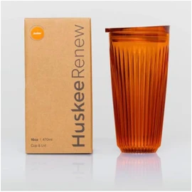 Huskee Renew Range Cup & Lid- Amber and Smoke - (6oz, 8oz, 12oz, 16oz) (Amber, 16oz Cup & Lid)