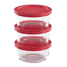 Pyrex Simply Store 16-Pc Glass Food Storage Container Set with Lid, 2-Cup & 1-Cup Round Meal Prep Containers with Lid, BPA-Free Lid, Dishwasher, Microwave and Freezer Safe,