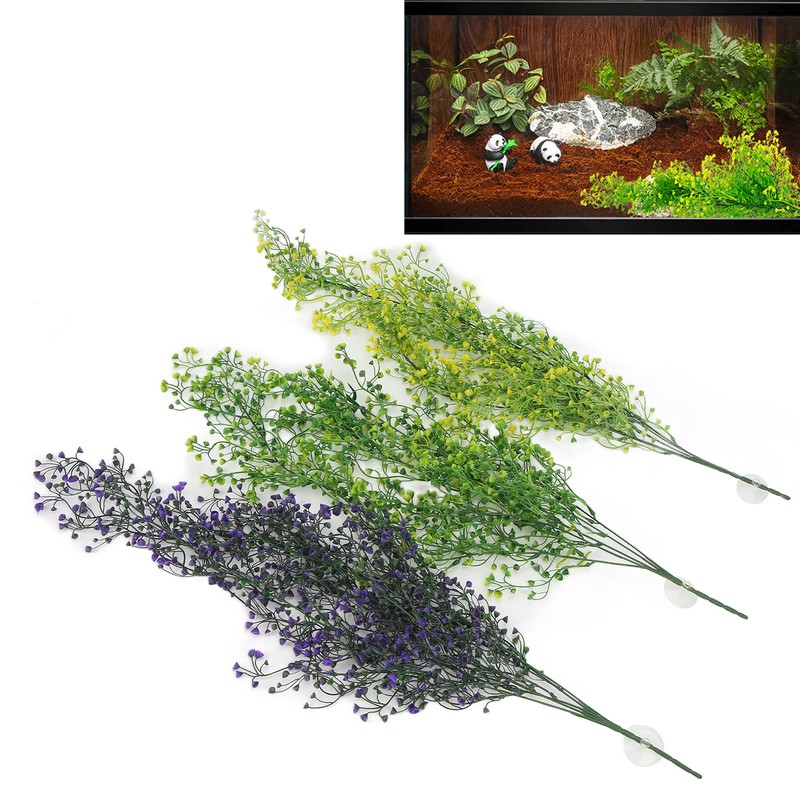 3pcs Artificial Reptile Plants Reptiles Terrarium Leaves for Lizards Geckos