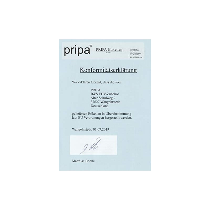 pripa - Etikett 99,1 x 67,7 mm - 8 Stueck