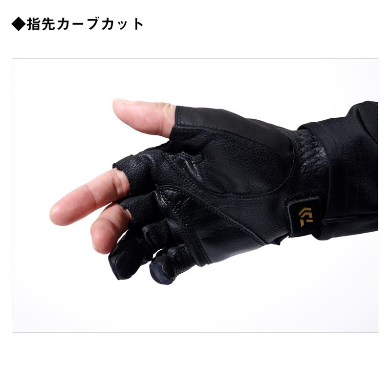 DAIWA 08303182 Tournament Gloves, 3 Cuts, Black, L