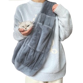 Warm Plush Small Dog Sling Cat Carrier Hand-Free Pet Sling Carrier Pet Puppy Travel Bag Cat Carrier Shoulder Bag Outdoor Travel Puppy Carrier Bag for Daily Walk Travel Outdoor