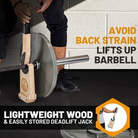 Deadlift Jack [Bells of Steel] Meat Hook Deadlift Bar Jack, Meat Hook Wooden Barbell Jack, 35mm Groove Diameter Deadlift Barbell Stand for Olympic Barbell, Powerlifting, Weightlifting, 500lb Capacity