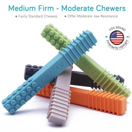Sensory Chew Stick Toys (5 Pack) - Designed for ADHD, Autism, SPD, Oral Motor Stimulation, Special Needs - Extra Tough Sensory Oral Motor Chew Tool for Moderate Chewers (Standard - Moderate Chewer)