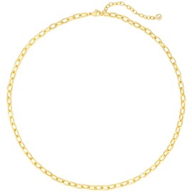 BENEIGE Gold Necklace for Women 14K Gold Plated Dainty Paperclip Necklaces Hypoallergenic Adjustable Gold Paperclip Everyday Necklace Jewelry For Women