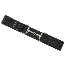 Septan Equestrian Belt 1.5 Inch Bit Buckle, Equine Horsebit Belt, Womens Elastic Horseback Belt (1.5 Inch Sparkly Black Silver Snaffle Buckle)