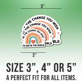 Social Worker Stickers Social Worker Decals Be The Change You Wish to See in The World Vinyl Stickers, Weather-Resistant Sticker for Water Bottles Laptop Window Car Size 5"