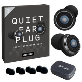 Commoc Quiet EARPLUG Quiet Earplugs, Sleep, High Performance, For Kids, Snoring, Strongest Noise, Noise Insulation, Sleep, Earplugs, Noise Reduction, 40db, 20db, Black, One Size Fits Most