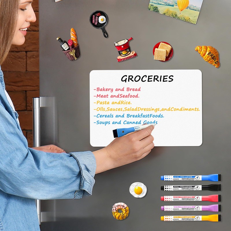 Magnetic Whiteboard for Fridge, 4-Pack Dry Erase Boards (12×8 in)