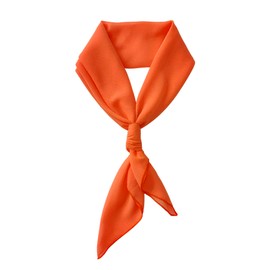 Lastclream Chiffon Square Neck Scarves for Women Handkerchief Retro Satin Ribbon Scarf for Hair Wrapping at Night 26" (Orange)