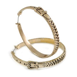 45mm D/Antique Gold Belt Hoop Earrings