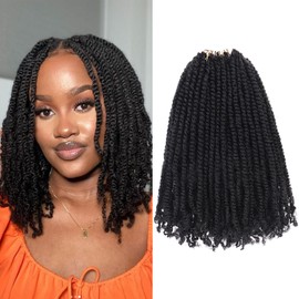 Leeven 9 Packs Micro Twist Crochet Hair 8 Inch Bob Crochet Braids Pre looped Mini Passion Twist Mini Senegalese Twist Crochet Hair Micro Braids Crochet Hair Extensions 1B#